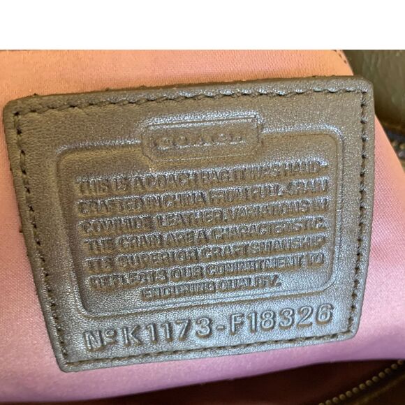 Coach Olive Green Embossed Patent Leather Tote / Shoulder Bag Medium Size - Picture 10 of 12